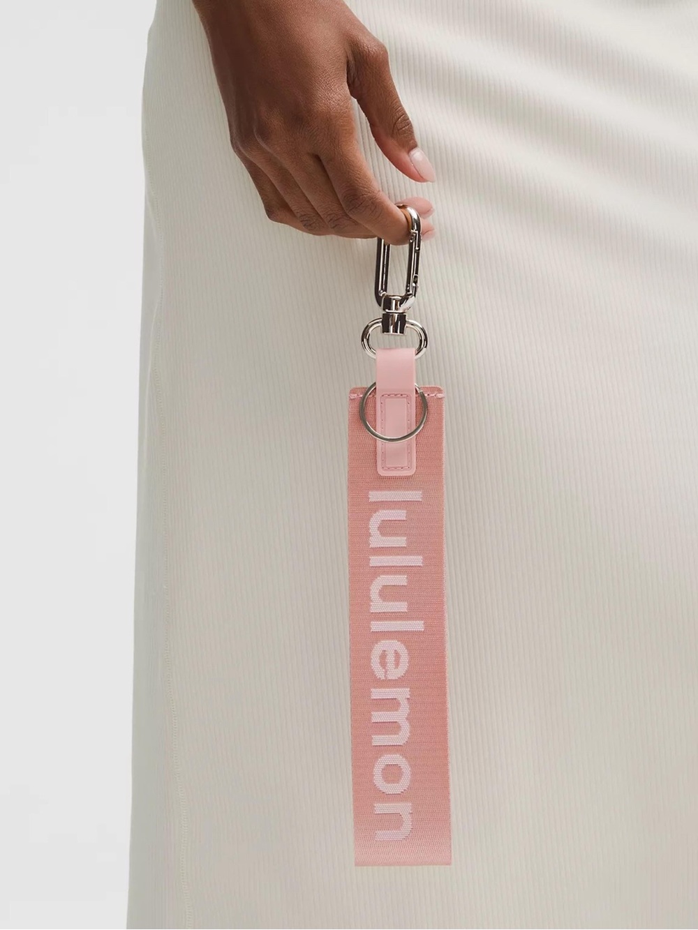 lululemon athletica Pink Logo Key Strap with Silver Hardware